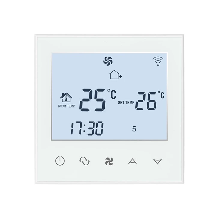 2-Rohr- und 4-Rohr-Fan-Coil-Thermostat mit weißem Bildschirm TDS21-AC